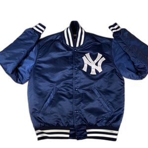 New York Yankees satin bomber jacket button up mlb vintage Starter medium